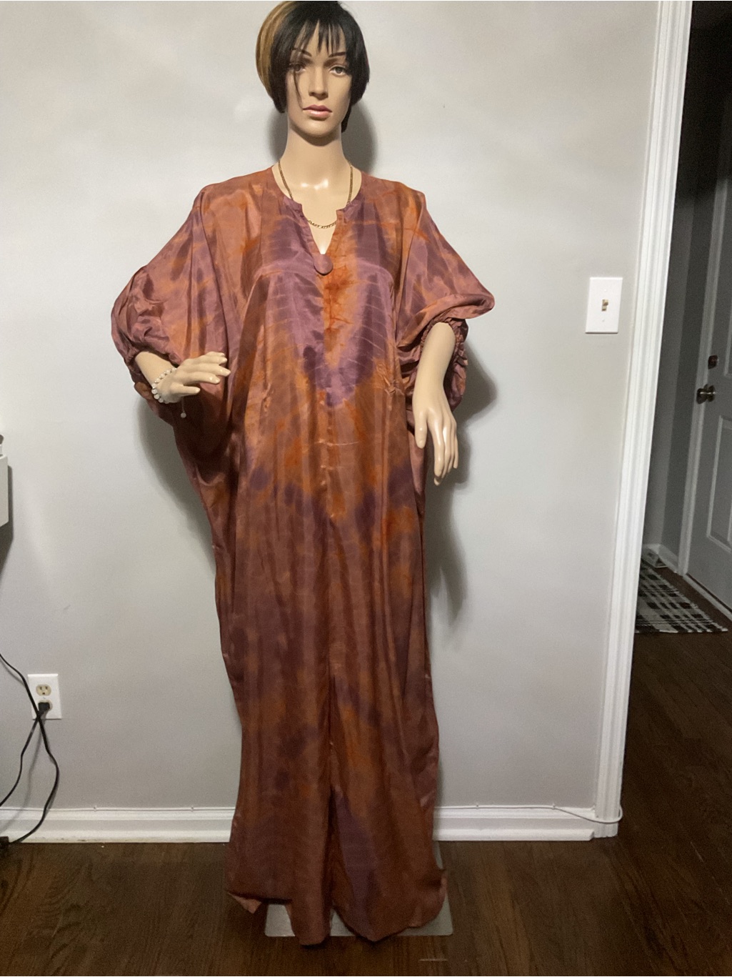 Tie-Dye Caftan Jumpsuit In Rust & Purple — image 4 of 4